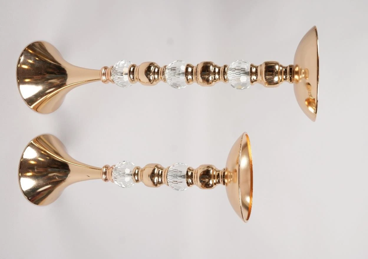 Acrylic Crystal Candle Stand Set of 2 31/42/53x15x15 cm